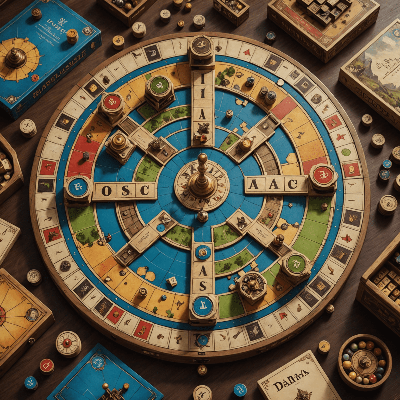 Una colección de juegos de mesa de estrategia populares, mostrando tableros complejos y piezas intrincadas
